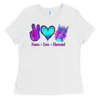 White Peace Love Mermaid Ladies Tee - Jasminsmagicworld