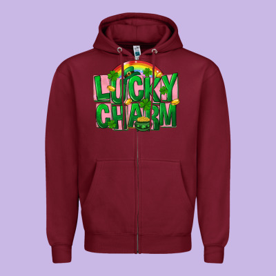 St. Patrick's Day Lucky Charm Zipper Hoodie Designed By Fadigitalartstudio