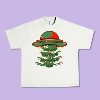 Ufo Christmas Pine Tree Urban Heavy Tee Designed By Bettercallsaul