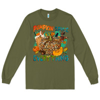 Army Green Pumpkin spice everything Long Sleeve Tee - NancyCooperArtShop