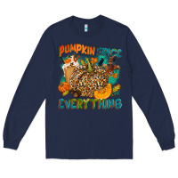 Navy Pumpkin spice everything Long Sleeve Tee - NancyCooperArtShop