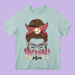 Softball Mom Heavy Core Tee Designed By Maliassmallbusiness