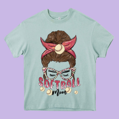 Softball Mom Heavy Core Tee Designed By Maliassmallbusiness