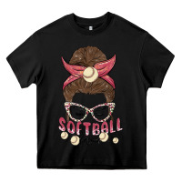 Black softball mom Heavy Core Tee - MaliasSmallBusiness