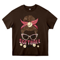 Chocolate Brown softball mom Heavy Core Tee - MaliasSmallBusiness