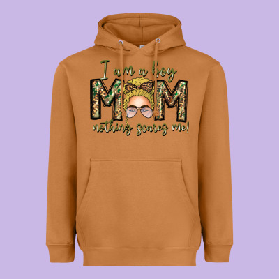 Iam Boy Mom Nothing Scares Me Heavyweight Hoodie Designed By Cowhidedigitalart