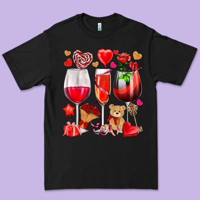 Valentines Day Wine Glasses Premium Tee Designed By Nancycooperartshop
