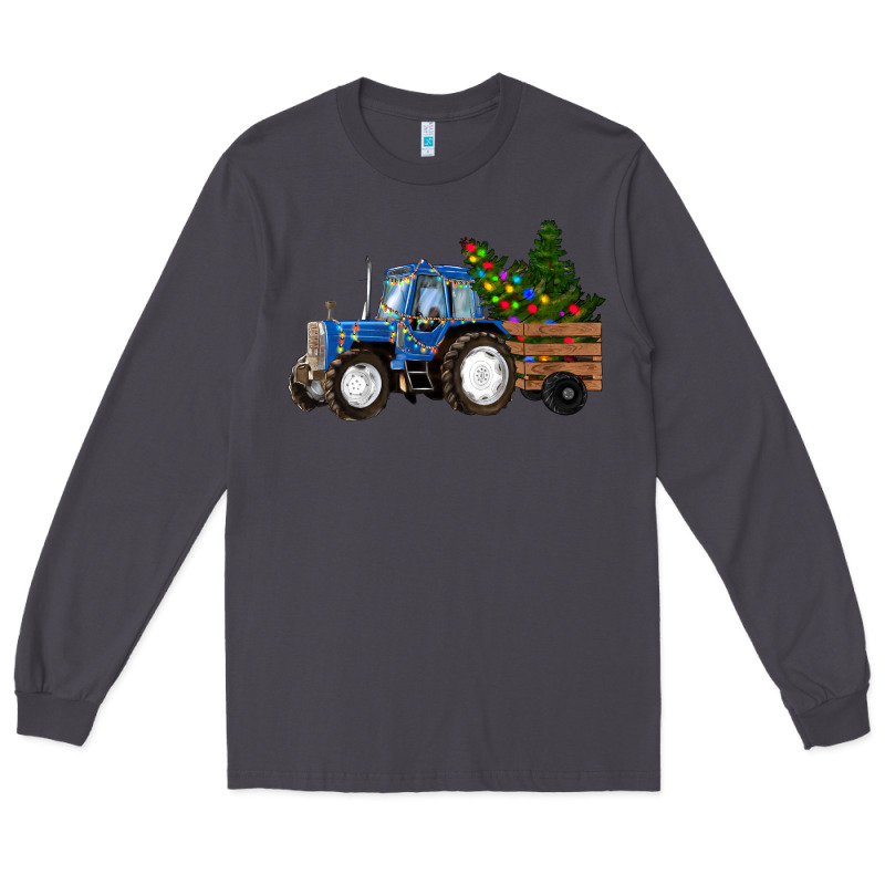 Blue Christmas Tractor Long Sleeve Tee by RanaPortraitStore | Teevron