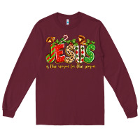 Burgundy jesus is the reason for the season Long Sleeve Tee - texasbilliewilder