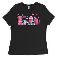 Black lash hustler with eyelashes coffee cups Ladies Tee - NancyCooperArtShop