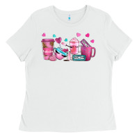 White lash hustler with eyelashes coffee cups Ladies Tee - NancyCooperArtShop