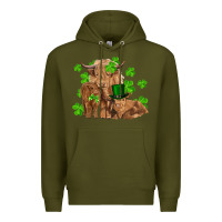 Army Green st patrick's day cow family Premium Hoodie - RanaPortraitStore