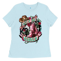 Baby Blue lets go girls cowboy boots cowgirl Ladies Tee - NancyCooperArtShop