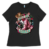 Black lets go girls cowboy boots cowgirl Ladies Tee - NancyCooperArtShop