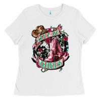 White lets go girls cowboy boots cowgirl Ladies Tee - NancyCooperArtShop