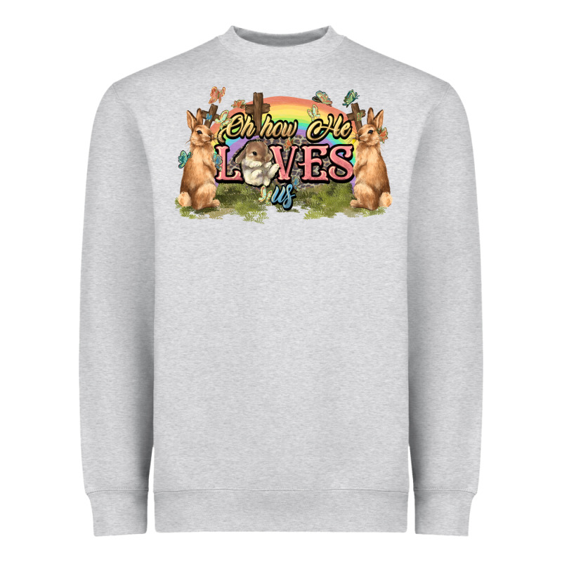 Oh How He Loves Us Cross Easter Day Heavyweight Sweatshirt by HowdyJamesFarm | Teevron