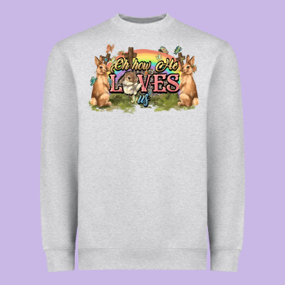Oh How He Loves Us Cross Easter Day Heavyweight Sweatshirt Designed By Howdyjamesfarm