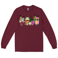 Burgundy Halloween coffee cups Long Sleeve Tee - NancyCooperArtShop