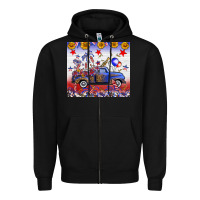 Black Fourth Of July Truck American Flag Zipper Hoodie - FaDigitalArtStudio