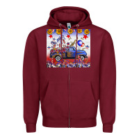 Burgundy Fourth Of July Truck American Flag Zipper Hoodie - FaDigitalArtStudio