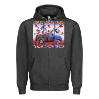 Charcoal Heather Fourth Of July Truck American Flag Zipper Hoodie - FaDigitalArtStudio
