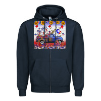Fourth Of July Truck American Flag Zipper Hoodie | Teevron