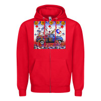 Red Fourth Of July Truck American Flag Zipper Hoodie - FaDigitalArtStudio