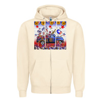 Sandshell Fourth Of July Truck American Flag Zipper Hoodie - FaDigitalArtStudio
