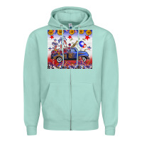Seafoam Fourth Of July Truck American Flag Zipper Hoodie - FaDigitalArtStudio