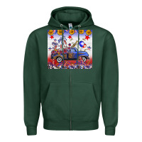 Sports Green Fourth Of July Truck American Flag Zipper Hoodie - FaDigitalArtStudio