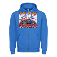 True Royal Fourth Of July Truck American Flag Zipper Hoodie - FaDigitalArtStudio