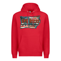 Red God Bless America Premium Hoodie - FaDigitalArtStudio