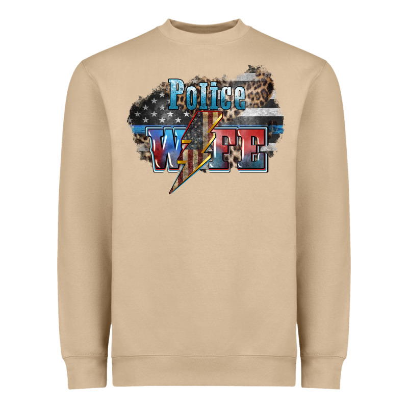 Police Wife Lightning Bolt 4th Of July Heavyweight Sweatshirt by HowdyJamesFarm | Teevron