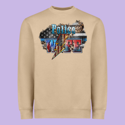 Police Wife Lightning Bolt 4th Of July Heavyweight Sweatshirt Designed By Howdyjamesfarm