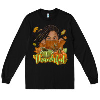 Black Thankful Fall with black girl Long Sleeve Tee - NancyCooperArtShop