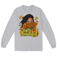 Moon Dust Thankful Fall with black girl Long Sleeve Tee - NancyCooperArtShop
