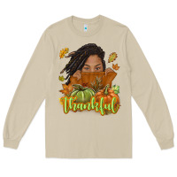 Mushroom Thankful Fall with black girl Long Sleeve Tee - NancyCooperArtShop