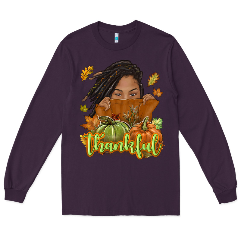 Thankful Fall With Black Girl Long Sleeve Tee by NancyCooperArtShop | Teevron