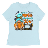 Baby Blue just a woman who loves to sew Ladies Tee - NancyCooperArtShop