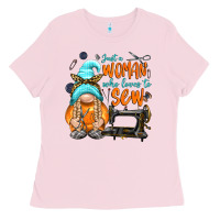 Bubblegum Pink just a woman who loves to sew Ladies Tee - NancyCooperArtShop