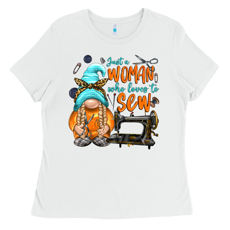 Just A Woman Who Loves To Sew Ladies Tee by NancyCooperArtShop | Teevron