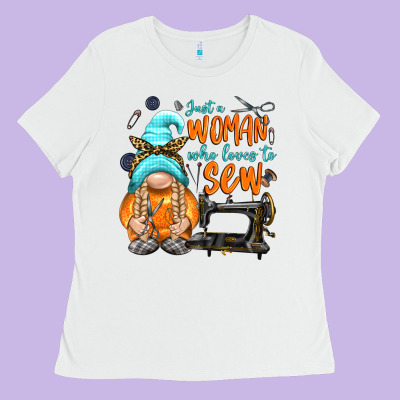 Just A Woman Who Loves To Sew Ladies Tee Designed By Nancycooperartshop