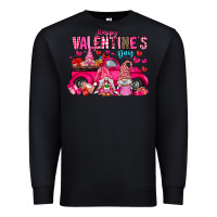 Black Happy Valentines Day Premium Sweatshirt - CowhideDigitalArt