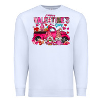 White Happy Valentines Day Premium Sweatshirt - CowhideDigitalArt