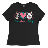 Black Peace Love Husky Ladies Tee - Jasminsmagicworld