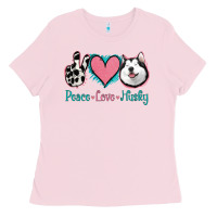 Bubblegum Pink Peace Love Husky Ladies Tee - Jasminsmagicworld