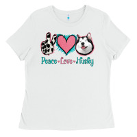 White Peace Love Husky Ladies Tee - Jasminsmagicworld