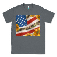 Charcoal Heather american flag sunflowers and canouflage print veteran mousepad Classic Tee - Jasminsmagicworld