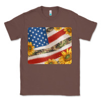 Chestnut american flag sunflowers and canouflage print veteran mousepad Classic Tee - Jasminsmagicworld