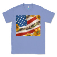 Colony Blue american flag sunflowers and canouflage print veteran mousepad Classic Tee - Jasminsmagicworld